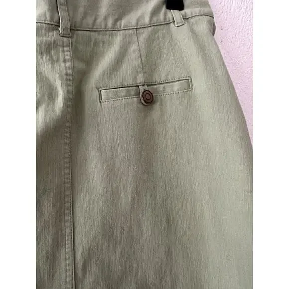 Christopher & Banks Women's Green Stretch Button Front Knee Length Skirt Size 4 - Picture 11 of 15